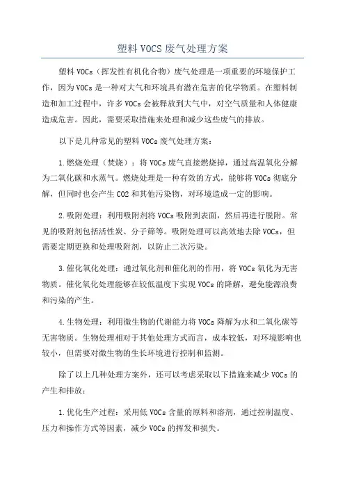 塑料VOCS废气处理方案