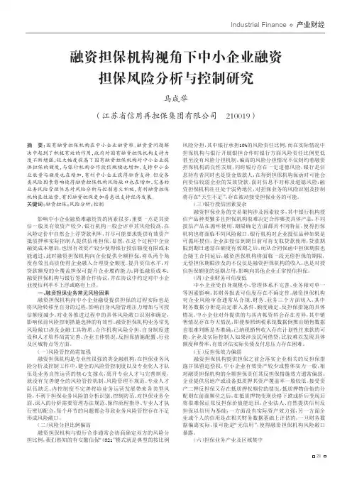 融资担保机构视角下中小企业融资担保风险分析与控制研究