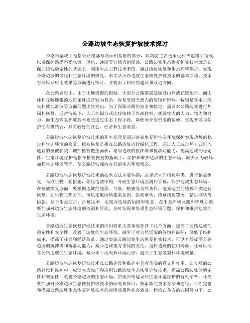 公路边坡生态恢复护坡技术探讨
