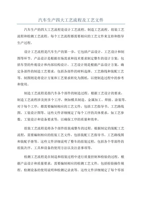 汽车生产四大工艺流程及工艺文件