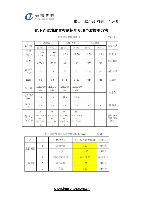 地下连续墙质量控制标准及超声波检测方法