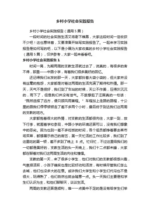 乡村小学社会实践报告（通用5篇）