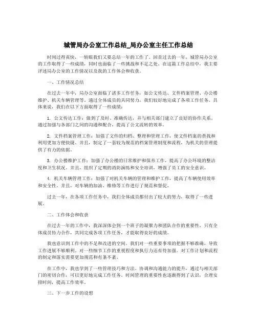 城管局办公室工作总结_局办公室主任工作总结