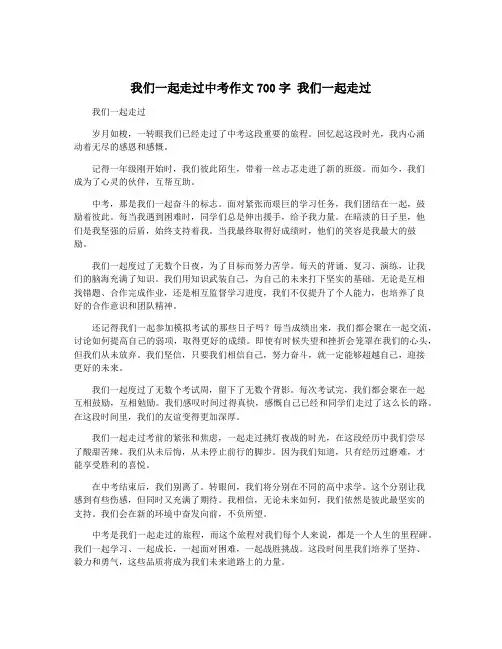 我们一起走过中考作文700字 我们一起走过