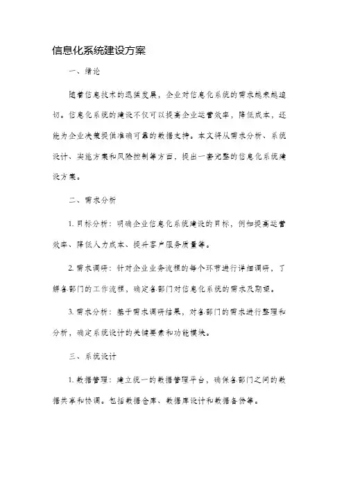 信息化系统建设方案