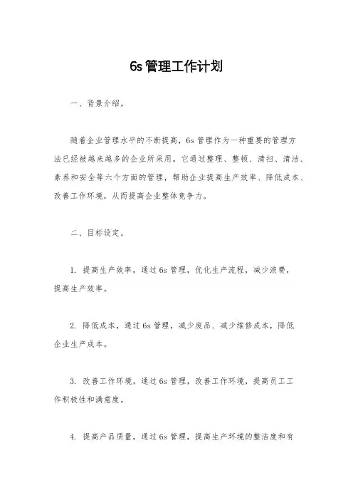 6s管理工作计划