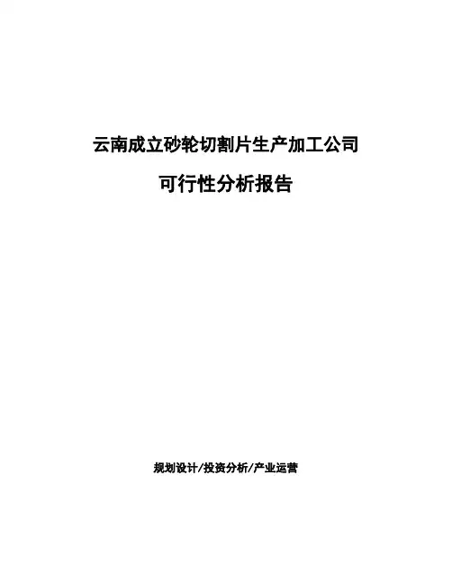 云南成立砂轮切割片生产加工公司可行性分析报告