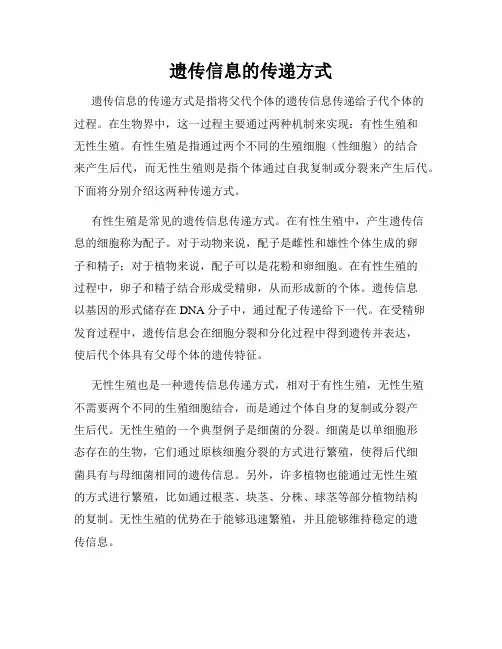 遗传信息的传递方式