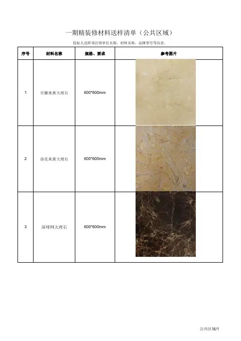 10.8附录八-一期精装修材料送样清单
