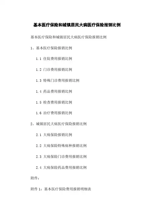 基本医疗保险和城镇居民大病医疗保险报销比例