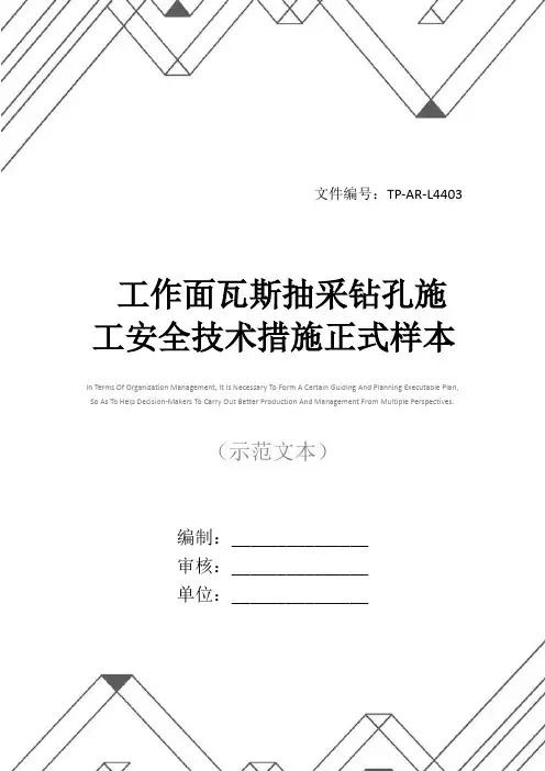 工作面瓦斯抽采钻孔施工安全技术措施正式样本
