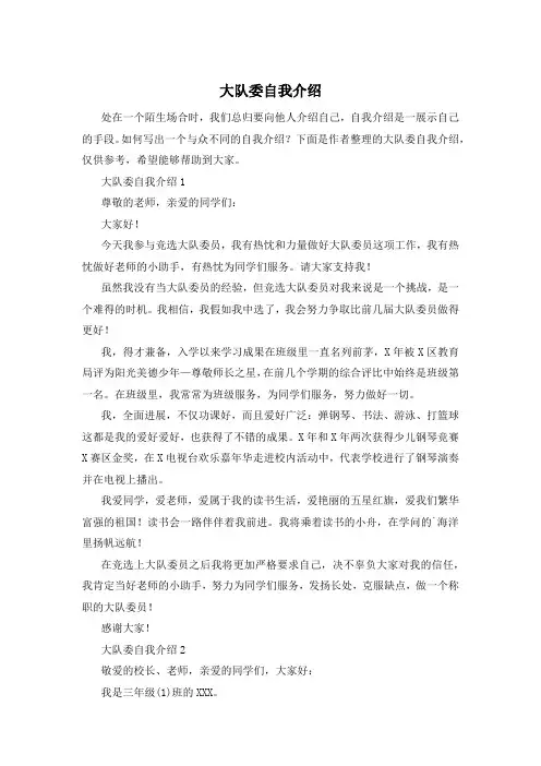 大队委自我介绍