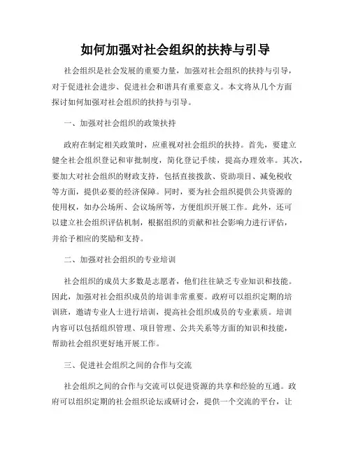 如何加强对社会组织的扶持与引导