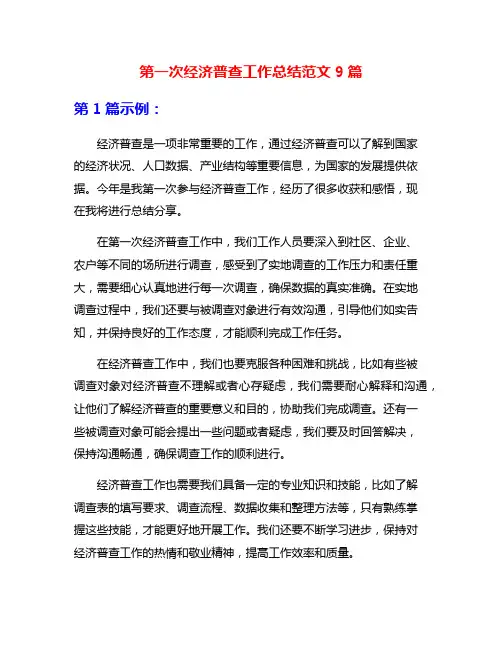 第一次经济普查工作总结范文9篇