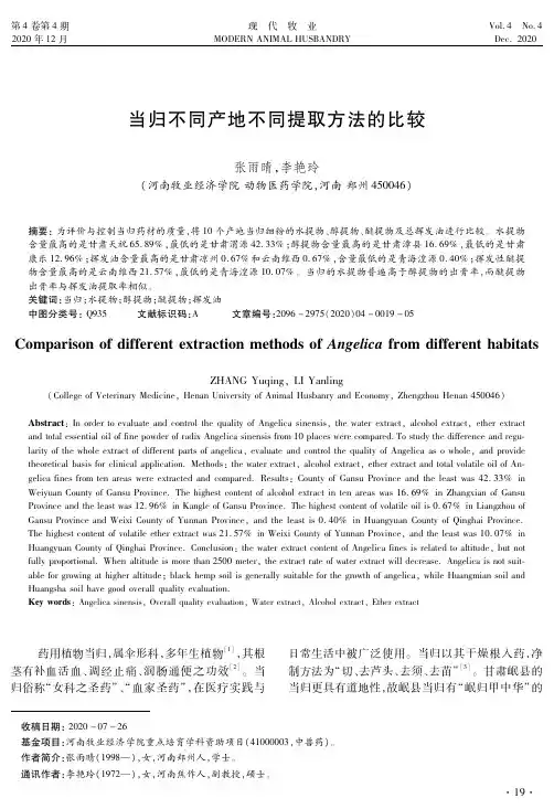 当归不同产地不同提取方法的比较