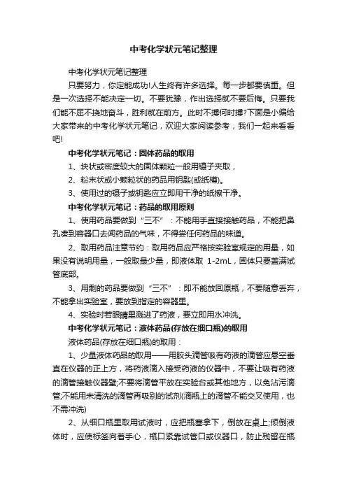 中考化学状元笔记整理
