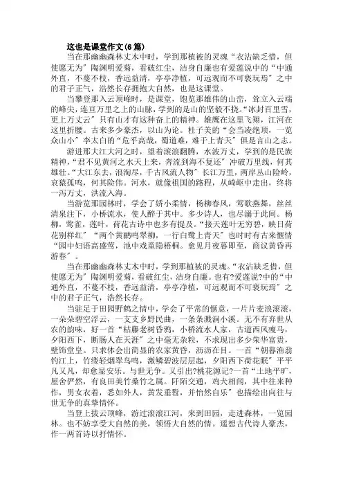 这也是课堂作文(6篇)范文精选