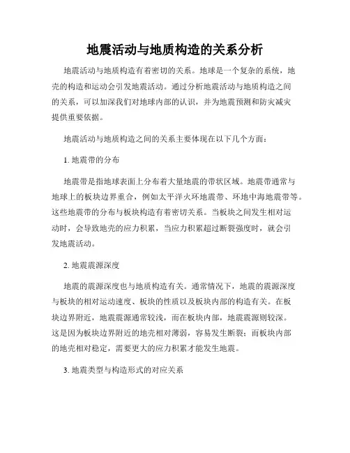 地震活动与地质构造的关系分析
