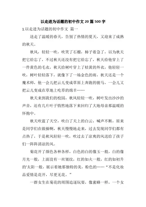 以走进为话题的初中作文20篇500字