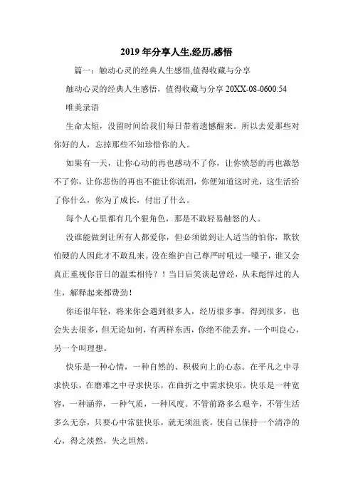 2019年分享人生,经历,感悟.doc