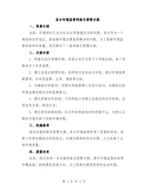 某乡环境监管网格化管理方案