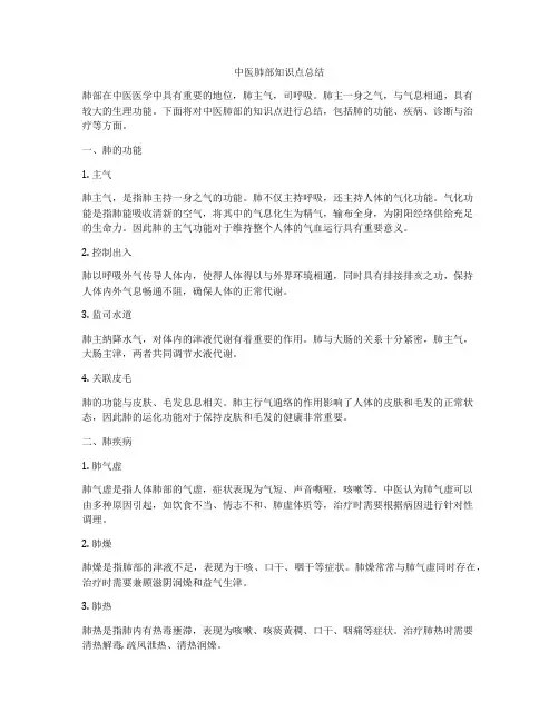 中医肺部知识点总结