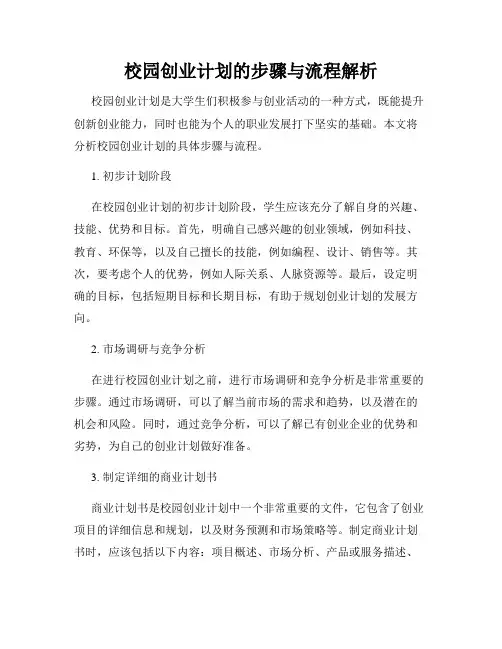 校园创业计划的步骤与流程解析
