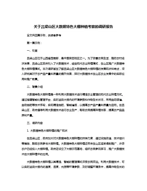 关于吕梁山区大数据特色大棚种植考察的调研报告