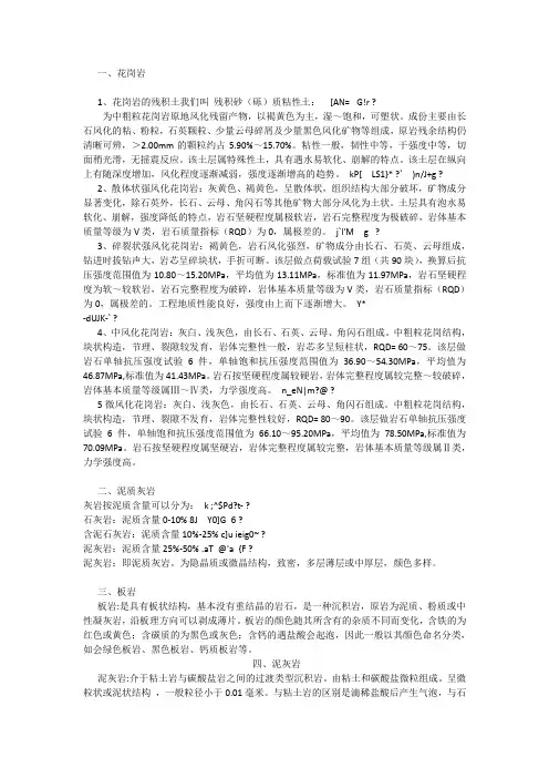 岩芯描述汇总