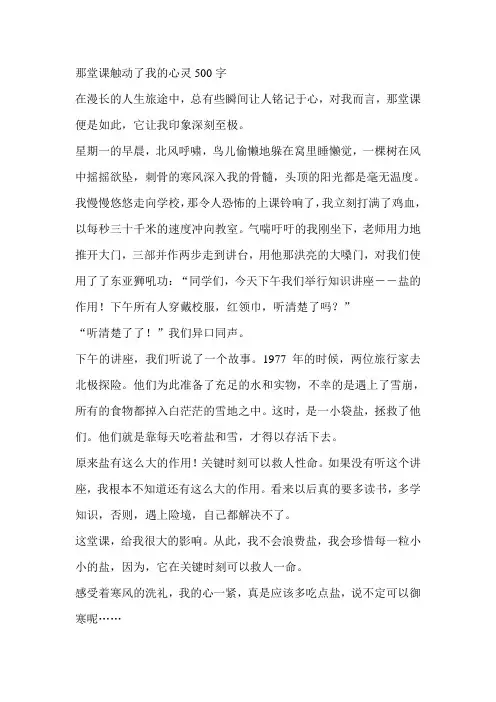 那堂课触动了我的心灵500字