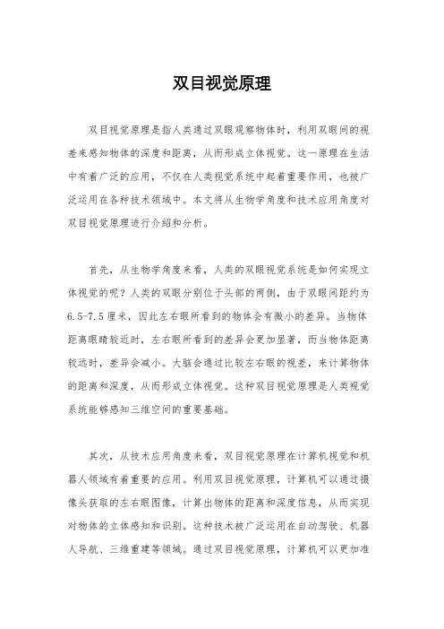 双目视觉原理