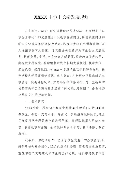 中学中长期发展规划