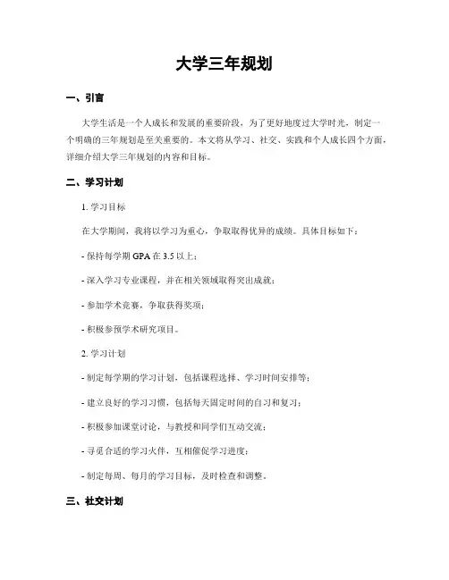 大学三年规划