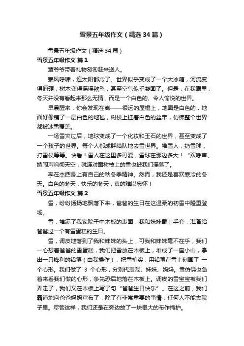 雪景五年级作文（精选34篇）