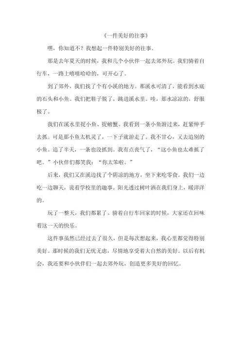《一件美好的往事》作文