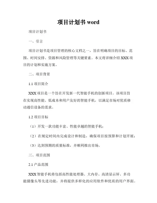 项目计划书word