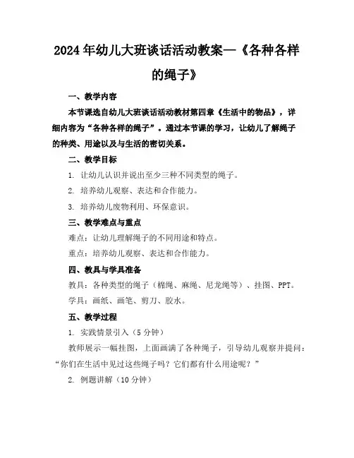 2024年幼儿大班谈话活动教案—《各种各样的绳子》