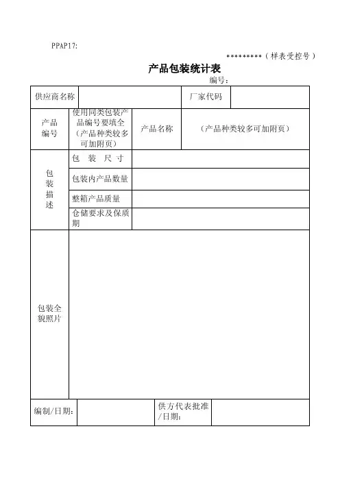 产品包装统计表及产品标识统计表doc-PPAP17
