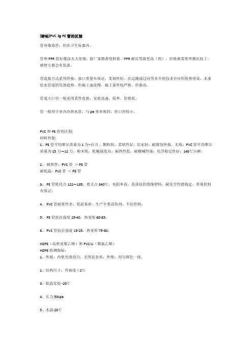 PVC与PE管的区别