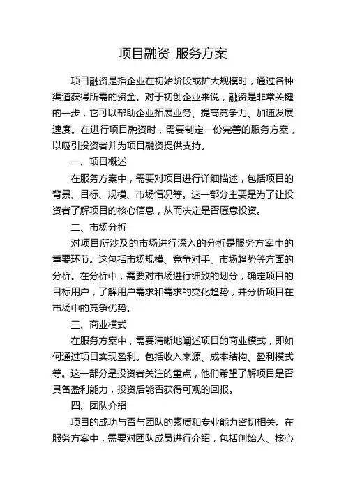 项目融资 服务方案