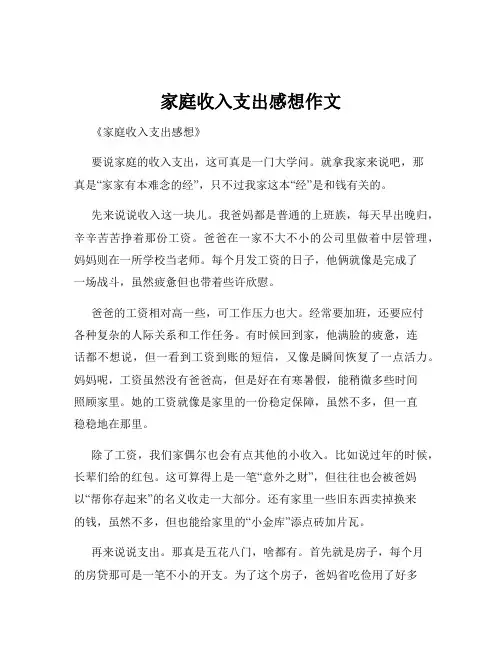 家庭收入支出感想作文