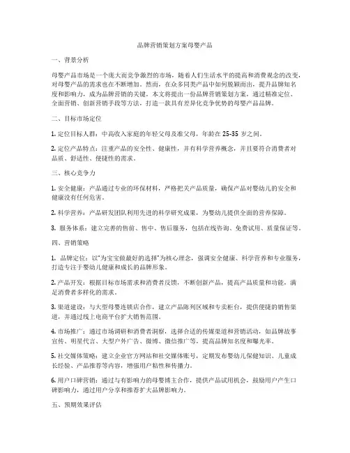 品牌营销策划方案母婴产品