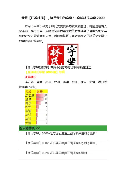 我是【江苏林氏】，这是我们的字辈！-全球林氏字辈2000