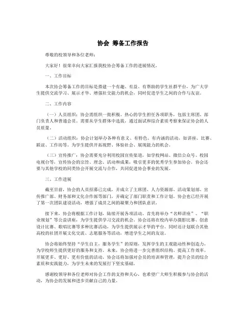 协会 筹备工作报告