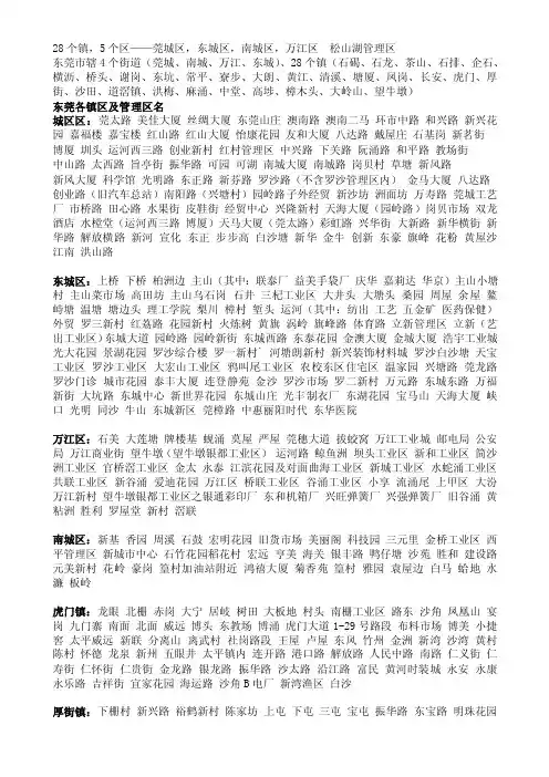 [解读]东莞郊区及各镇区地名（整顿后）
