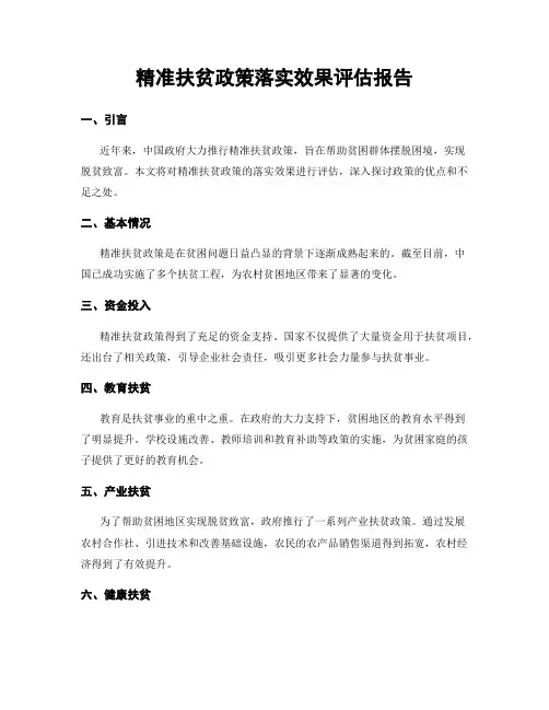 精准扶贫政策落实效果评估报告