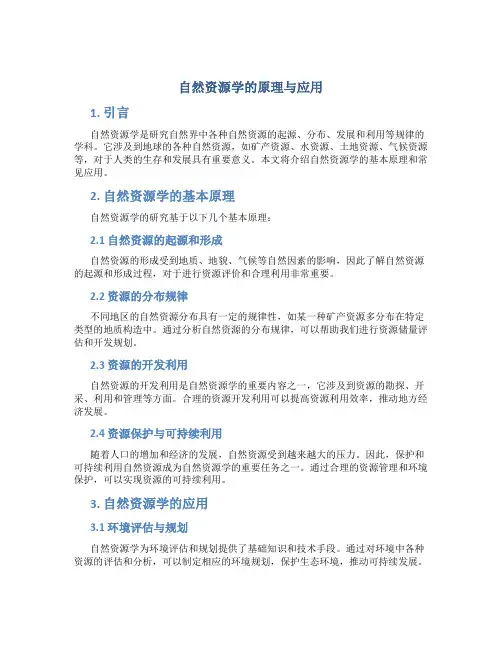 自然资源学的原理与应用