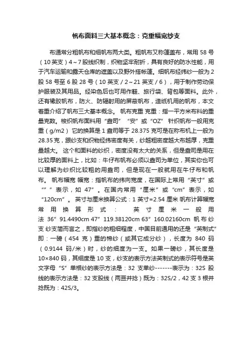 帆布面料三大基本概念：克重幅宽纱支