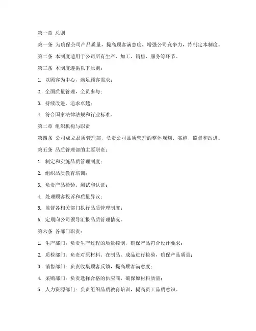 公司品质管理制度