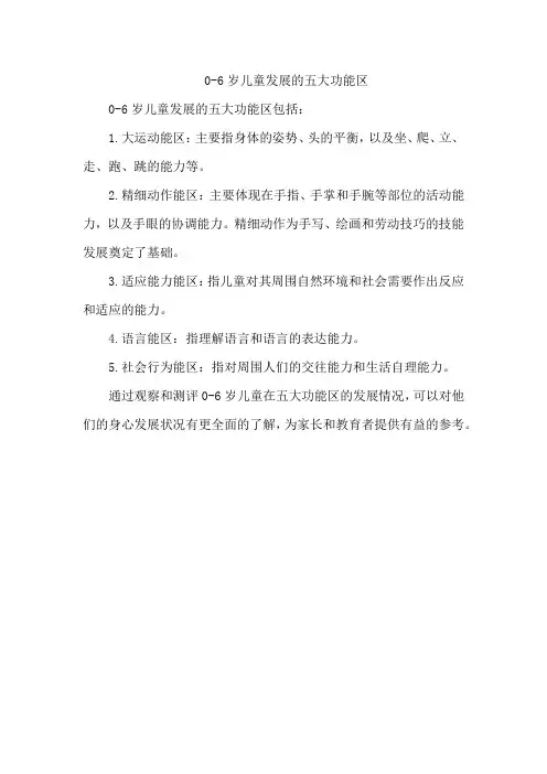0-6岁儿童发展的五大功能区